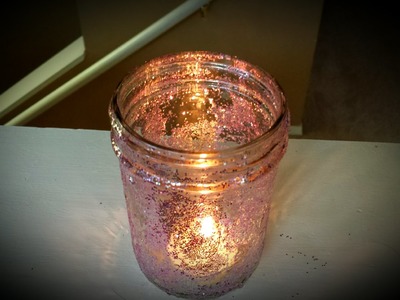 DIY Glitter Jar Candle Holder