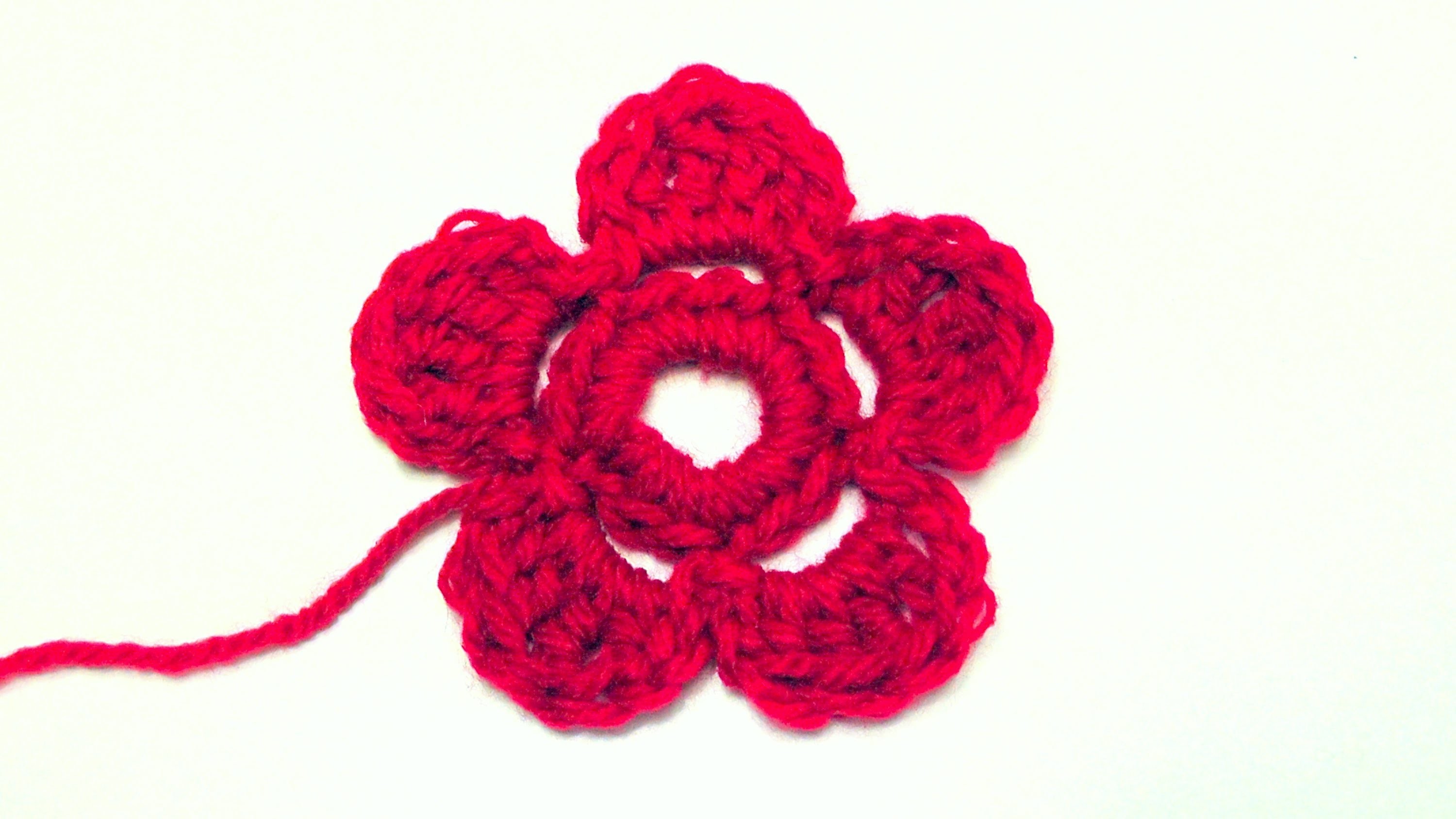 How to crochet a flower lefty version Schachenmayr Bravo Mezzo