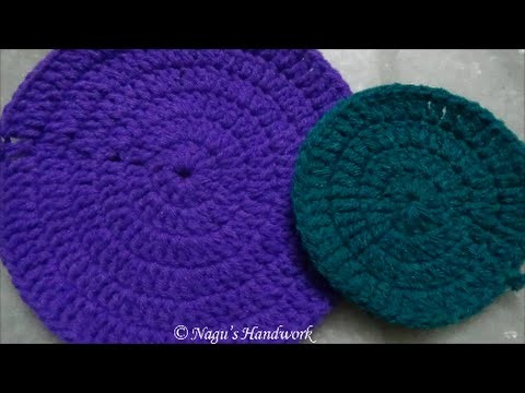 How to Crochet Circle - Flat Circle with Double Crochet-Learn to Crochet in Tamil By Nagu's Handwork