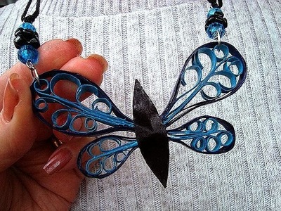 QUILLED BUTTERFLY PENDANT, how to diy, cardmaking, jewelrymaking, framed art, necklace