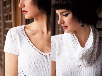 #2 Cap-Sleeve Tee and Cowl, Vogue Knitting Spring.Summer 2014