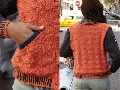 #30 Two-Color Varsity Jacket, Vogue Knitting Early Fall 2013