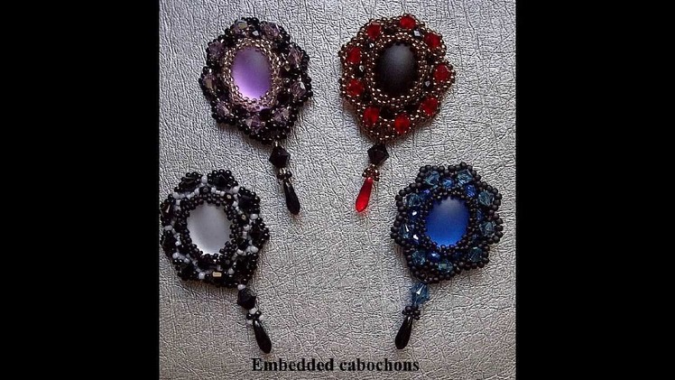 Beading Tutorial DIY - Embedded cabochons to make earrings or pendants