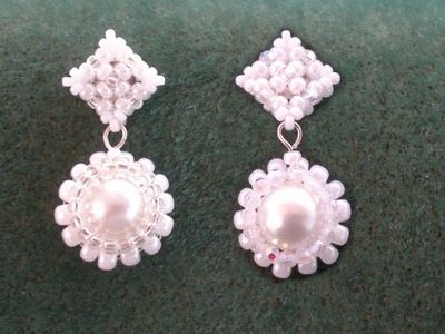 Beading4perfecttionists: Victorian. Wedding earrings. Studs based on RAW beading tutorial