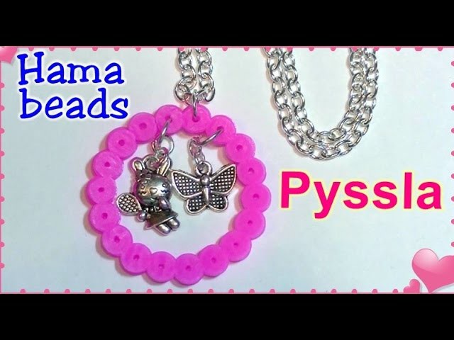 Colgante con cuentas Pyssla, Hama beads o Perler beads. DIY Hama beads necklace