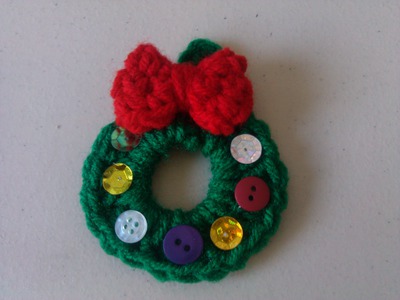 Crochet Christmas wreath ornament