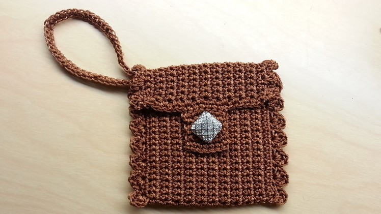 #Crochet Cute Wrist #Wallet Coin #Purse #tutorial Nylon Thread!