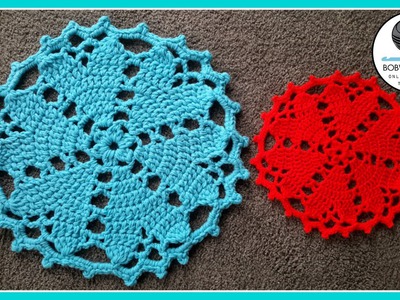 Crochet Floor Rug. Doily Heart Valentines Tutorial