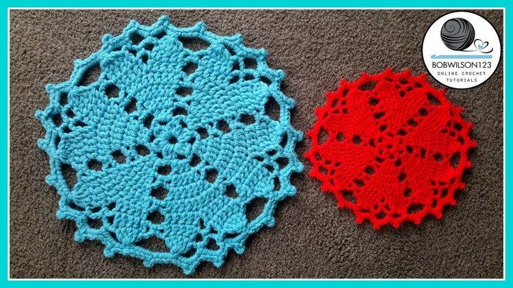 Crochet Floor Rug. Doily Heart Valentines Tutorial
