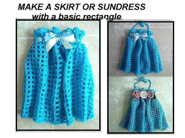 CROCHET Girl's Blue  SKIRT OR SUNDRESS, crochet pattern, easy rectangle crochet, how to diy