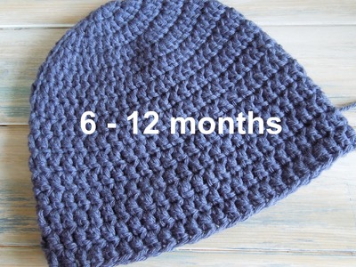 (crochet) How To - Crochet a Simple Baby Beanie for 6-12 months