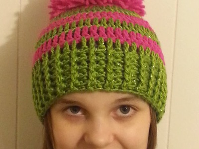 #Crochet Ribbed Striped Beanie Hat #TUTORIAL How to crochet a beanie hat