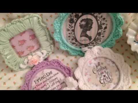 Crochet ring tags, bows, hearts and frame!!