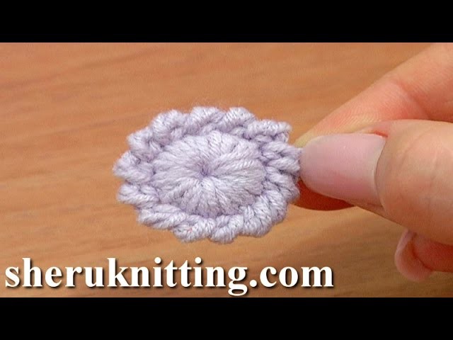 Crochet Round Button Element Tutorial 6 Long Single Crochet