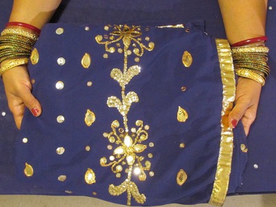 DIY: NO SEW ZORDOSI SAREE CREATIONS WITH SEQUINS, GOLDEN LEAF, BEADS AND TRIM.
