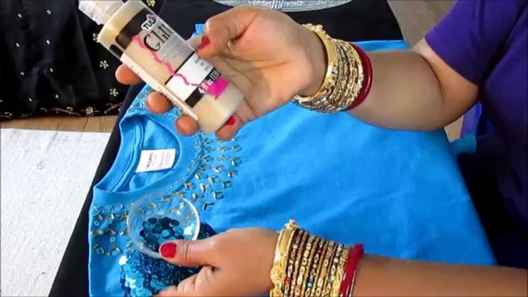 DIY: T-SHIRT DECORATIONS  WITH BEADS AND SEQUINS.