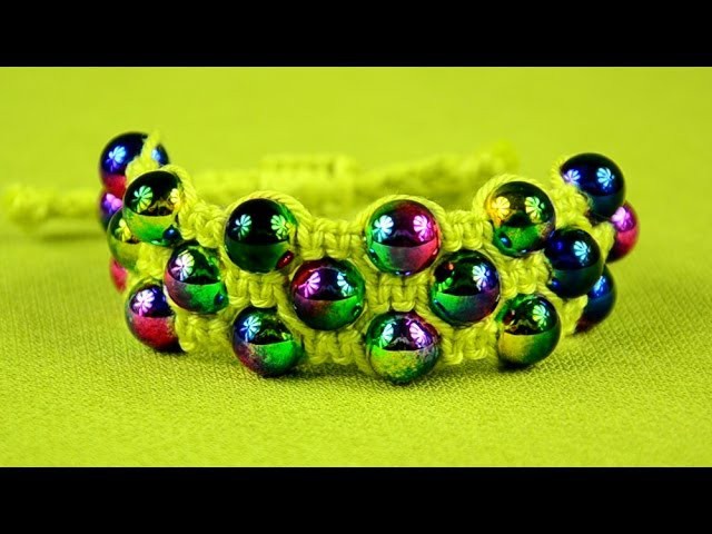 DIY Triple Shamballa - 3 Row Bracelet with Beads