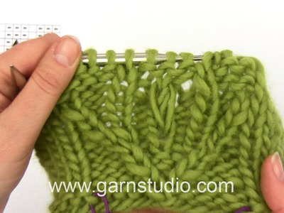 DROPS Knitting Tutorial: How to knit stitches further down in a work.