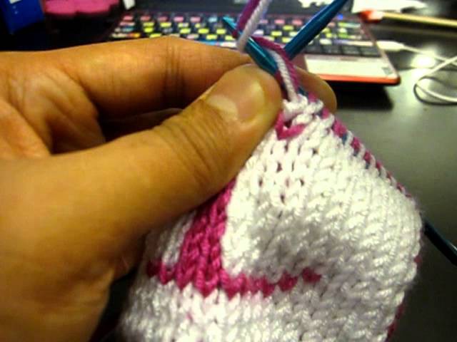 การถักสลับสีงาน Double Knitting