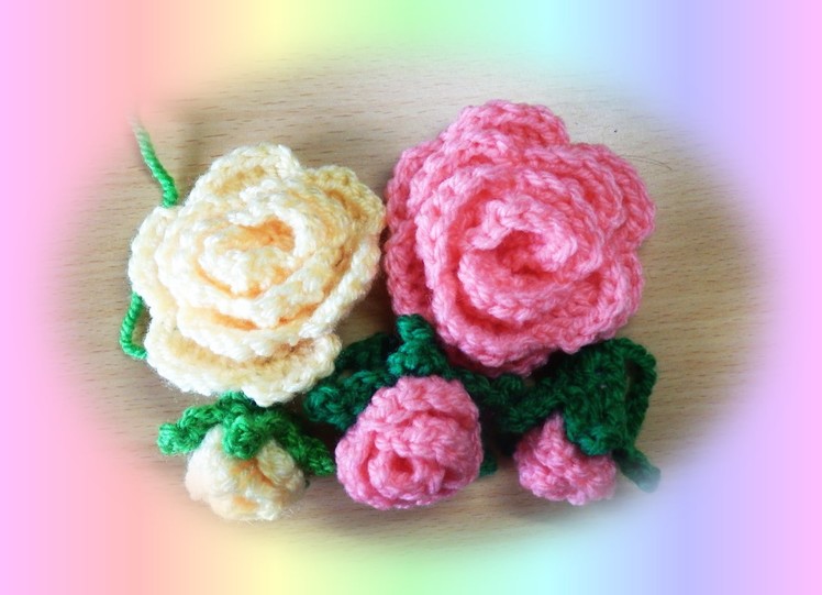 かぎ編みのバラ　1-1　；How to crochet rose flower