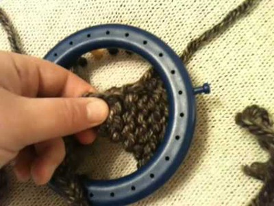 Earflap Talk on Knitting Loom: 24 peg blue circle loom Knifty Knitter