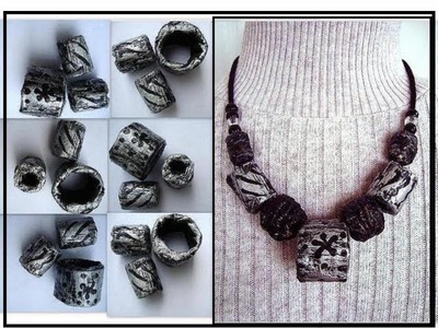 HEAVY DUTY CHUNKY SILVER PAPER BEADS, large hole, scarf sliders, how to diy, newspaper beads