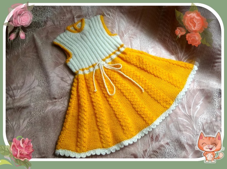 Платье-сарафан для девочки 2 - 3 лет (спицы). knitting dress for girls 2-3 years