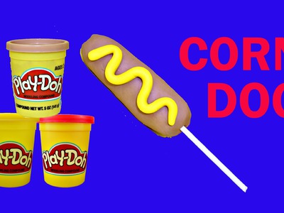 Play Doh Corn Dog Play Dough Hot Dog on a Stick Clay Food Tutorial DIY