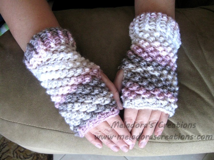 Raspberry Stitch Finger less Gloves - Crochet Tutorial