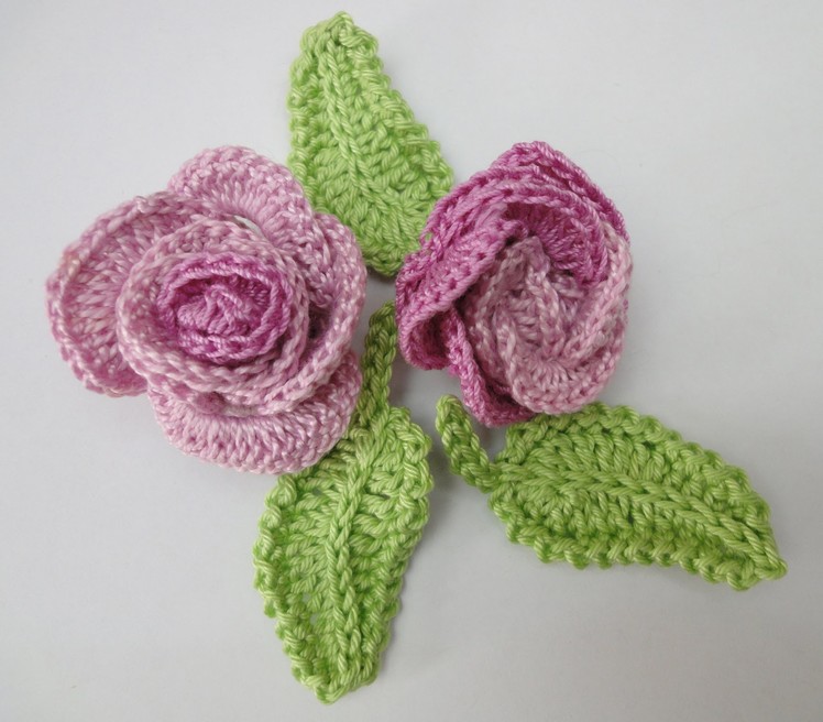 Роза из колец + листочек Вязание крючком Rose from rings + leaf Knitting by a hook