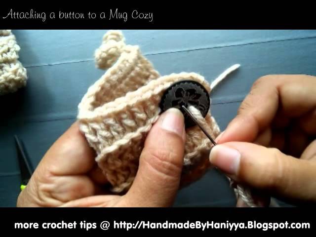 Vol 20 - How to attach a button to a crochet mug cozy
