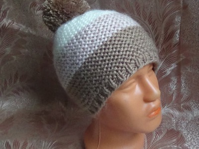 Вяжем простую шапочку спицами. hat knitting