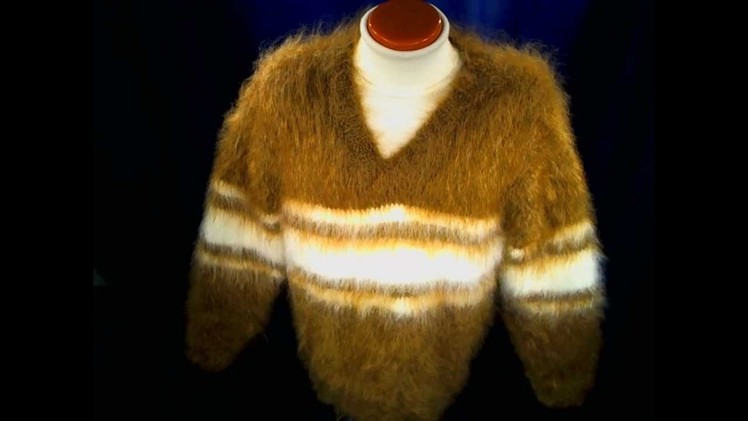 700-013 Hand-knit Men's Fuzzy Mohair Sweater