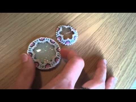 BeadsFriends: Beaded bezel resin cab - Peyote stitch technique | Beaded Jewelry