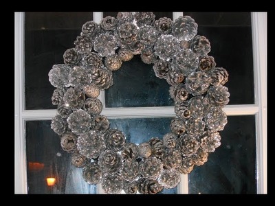 DIY: Sparkly Pinecone Wreath♡ Theeasydiy #DoorDecor