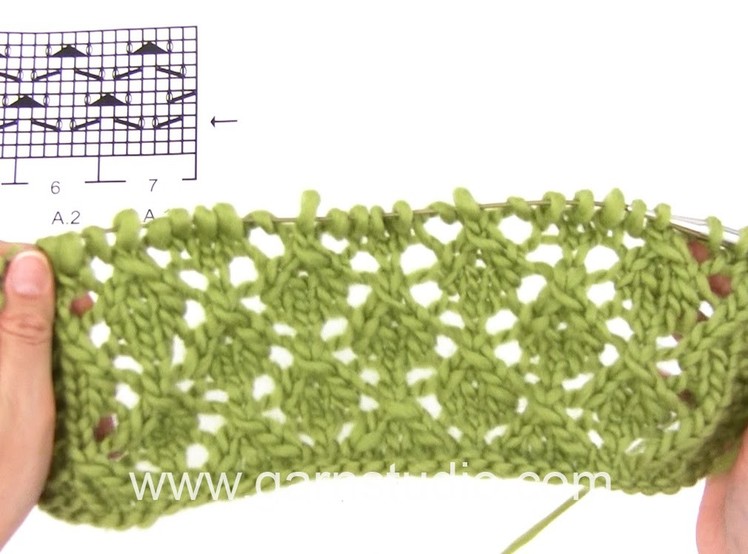 DROPS Knitting Tutorial: How to work a beautiful lace pattern for a shoulder piece in DROPS 0-1108