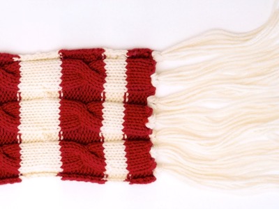 How to knit a cable knit scarf with knitting needles