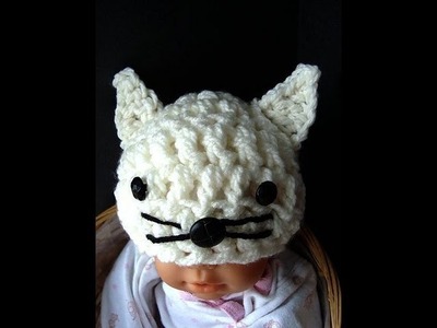 KITTY KAT HAT, costume, cat, feline, baby hat, how to crochet a kitty hat
