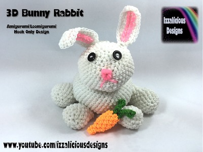 Rainbow Loom 3D Bunny Rabbit (Easter) Amigurumi.Loomigurumi Crochet Hook Only (loomless)