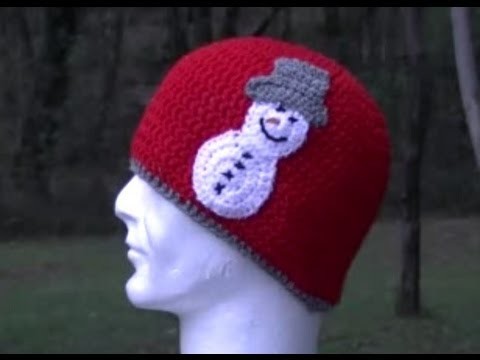 Snowman Applique Crochet Tutorial Great for Hat's