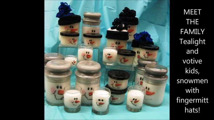 Snowman Candle Jars with Village Craft and Candle