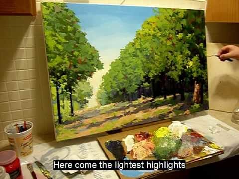 Contemporary canadian painter Maxim Grunin painting a landscape start to finish