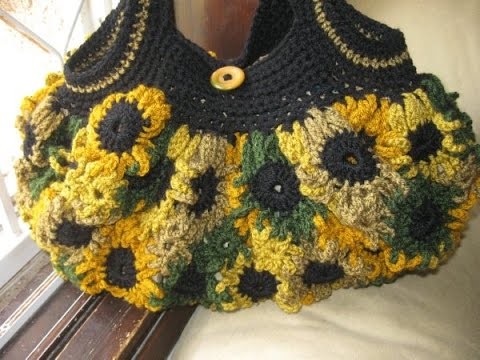 Crochet Flower Purse Tutorial 2 - Left Handed Crochet Tutorial - Connectors and Handles