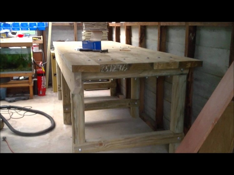 DIY heavy duty treated pine timber work bench.wmv
