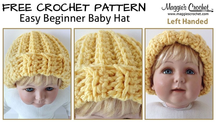 Easy Beginner Baby Hat Free Crochet Pattern - Left Handed
