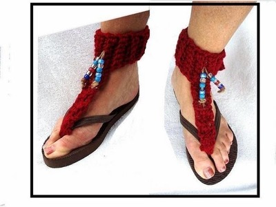 FLIP FLOPS WITH CUFFS, crochet pattern, how to diy, dress up thongs, summer sandals, embellish,