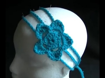 How to Crochet a 3 Strand Headband with Flower Part 1 of 2
