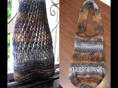 Mesh Tote Bag - Left Handed Crochet Tutorial