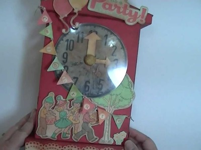 Vintage Toy Clock Mini Album Scrapbook October Afternoon Cakewalk