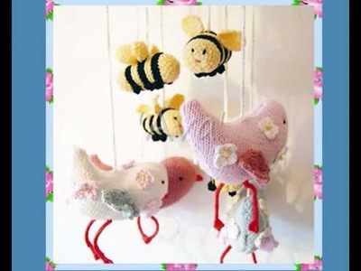 Ava Flutterby Large Bird & Bee Mobile or individual Toys DK and Aran Knitting pattern!